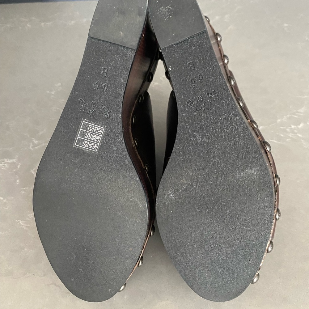 Coach Hellena Brown Leather Platform Wedge Sandals in box -size 6.5 - Picture 7 of 12